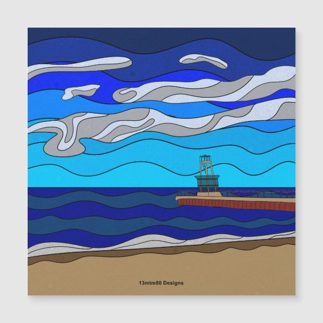 Lake Michigan - Magnet (5,25" Quadrat) (Vorderseite)