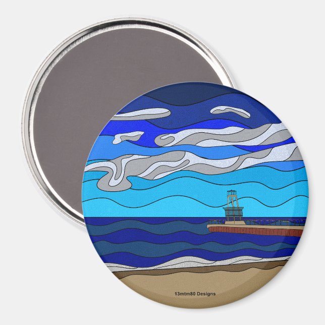 Lake Michigan - Magnet (Kreis) (Vorderseite/Rückseite)