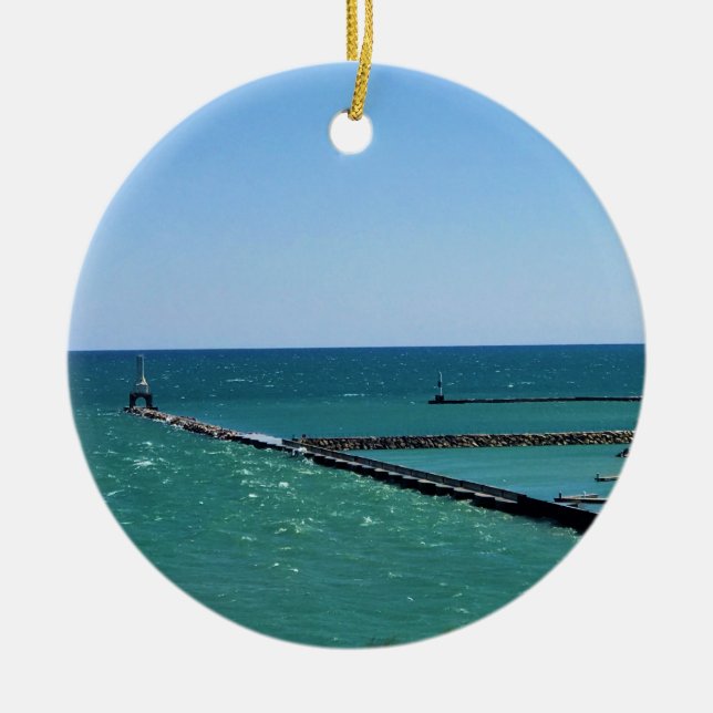 Lake Michigan, Port Washington, WI Keramik Ornament (Vorne)