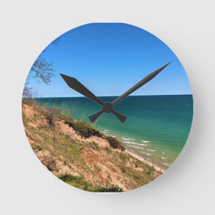 Lake Michigan, Port Washington, WI Runde Wanduhr
