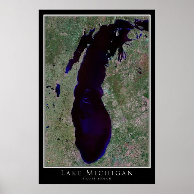 Lake Michigan Satellite Poster Map (Vorne)