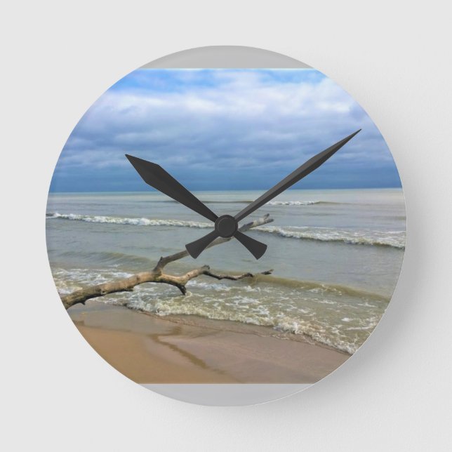Lake Michigan, Sheboygan, Wisconsin Runde Wanduhr (Vorderseite)
