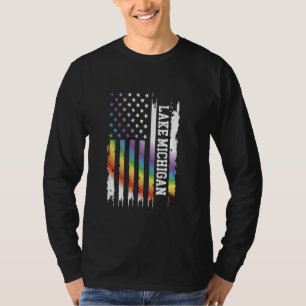 Lake Michigan United Staaten Distressed Rainbow w T-Shirt