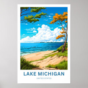Lake Michigan United Staaten Travel Print Poster