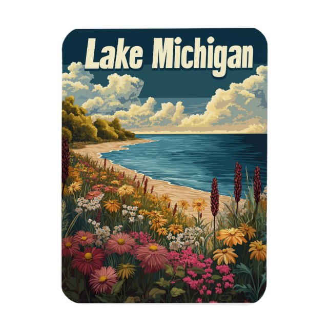 Lake Michigan Vintage Magnet (Vertikal)