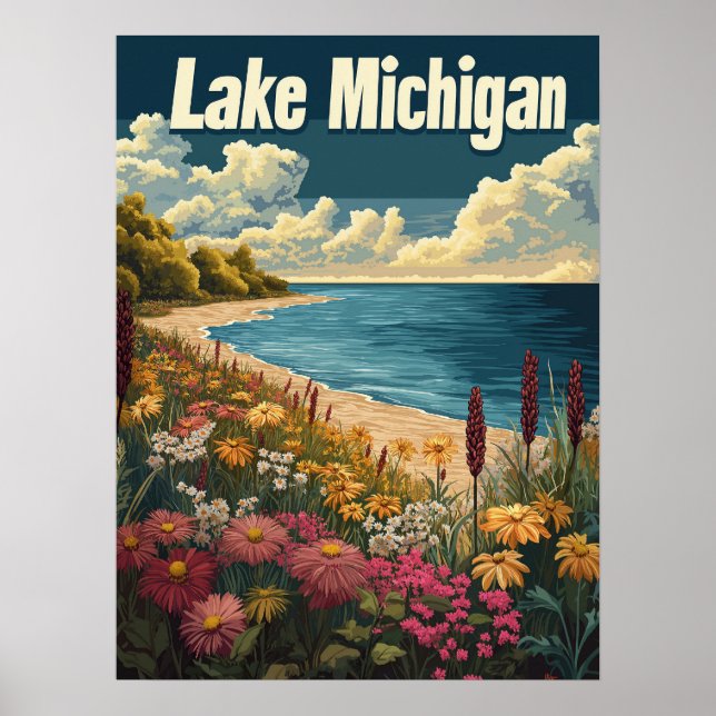 Lake Michigan Vintage Poster (Vorne)