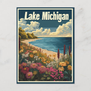 Lake Michigan Vintage Reise Postkarte