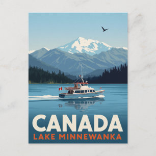 Lake Minnewanka Banff Nationalpark Vintageboot Postkarte