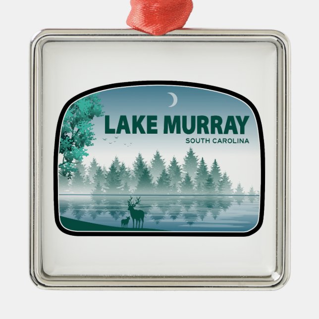 Lake Murray South Carolina Deer Ornament Aus Metall (Vorne)