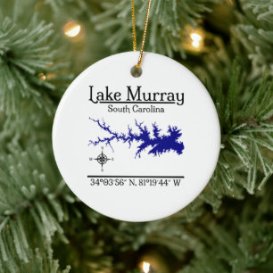 Lake Murray South Carolina Karte Koordinaten Kunst Keramik Ornament