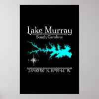 Lake Murray South Carolina Karte Koordinaten Kunst