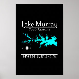 Lake Murray South Carolina Karte Koordinaten Kunst Poster
