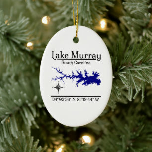 Lake Murray South Carolina Koordinaten Oval Design Keramik Ornament