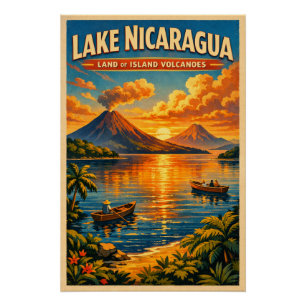 Lake Nicaragua, Nicaragua, in einem klassischen Re Poster