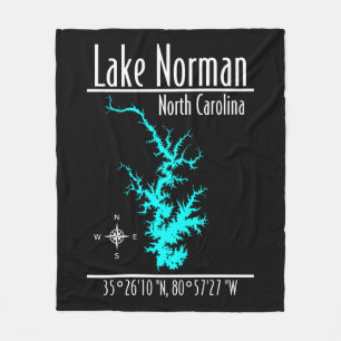 Lake Norman North Carolina Karte Fleece Decke