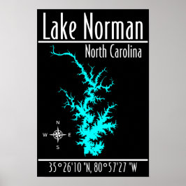Lake Norman North Carolina Karte Koordinaten Poste Poster