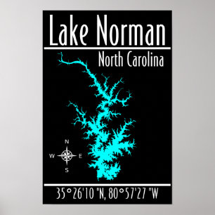 Lake Norman North Carolina Karte Koordinaten Poste Poster