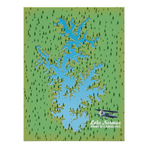 Lake Norman South Carolina Retro-Karte Poster