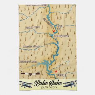 Lake Oahe South Dakota Karte Geschirrtuch