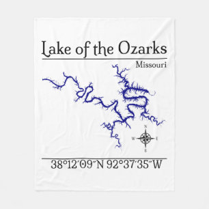 Lake of the Ozarks Missouri Karte Fleece-Decke Fleecedecke