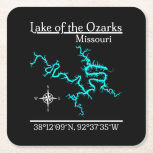 Lake of the Ozarks Missouri Karten Koordinaten Rechteckiger Pappuntersetzer