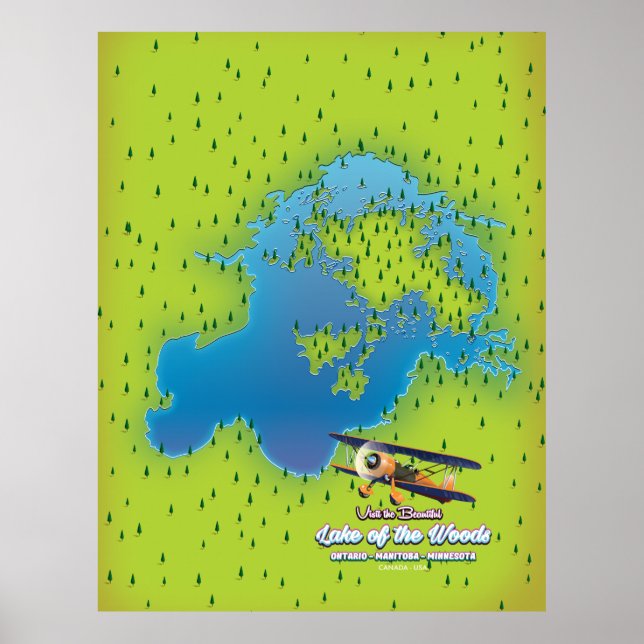 Lake of the Woods,Ontario,Manitoba,Minnesota map Poster (Vorne)