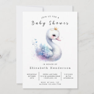 Lake Online Swan Baby Dusche Einladung