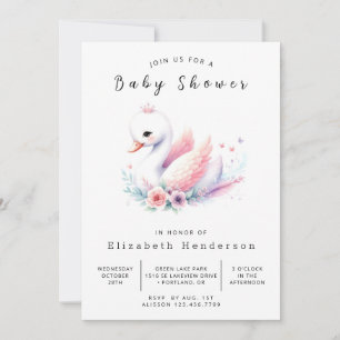 Lake Online Swan Baby Dusche Einladung