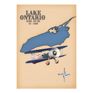 Lake Ontario USA Kanada Karte Fotodruck