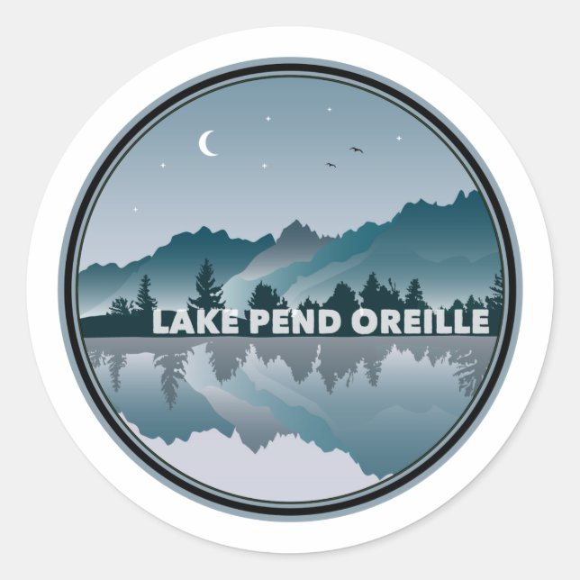 Lake Pend Oreille Idaho Reflektion Runder Aufkleber (Vorderseite)