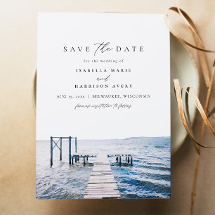 LAKE Pier Watercolor Wedding Save the Date Einladung