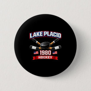 Lake placid 1980 Hockey Vintage USA Puck New York Button