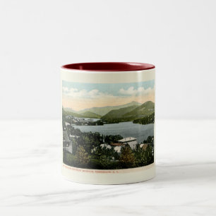 Lake Placid, Adirondacks, NY 1917 im Vintage-Stil  Zweifarbige Tasse