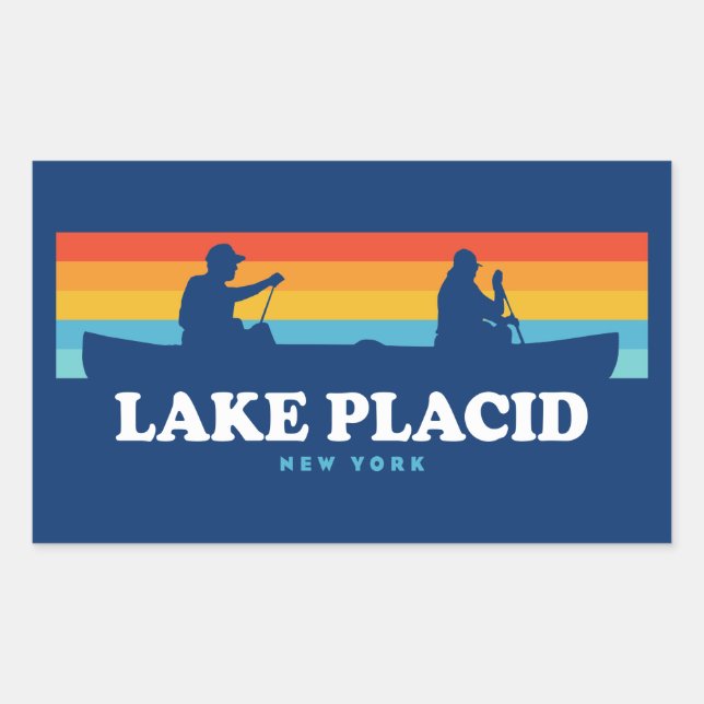 Lake Placid New York Canoe Rechteckiger Aufkleber (Vorderseite)