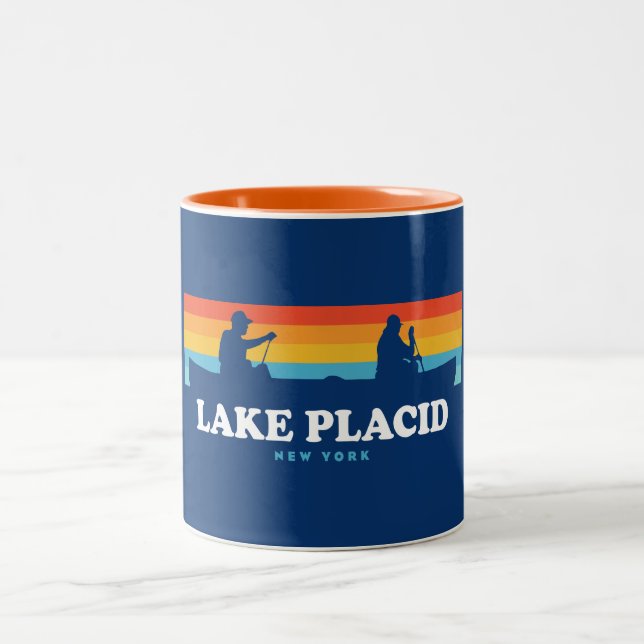 Lake Placid New York Canoe Zweifarbige Tasse (Mittel)