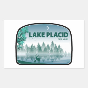 Lake Placid New York Deer Rechteckiger Aufkleber