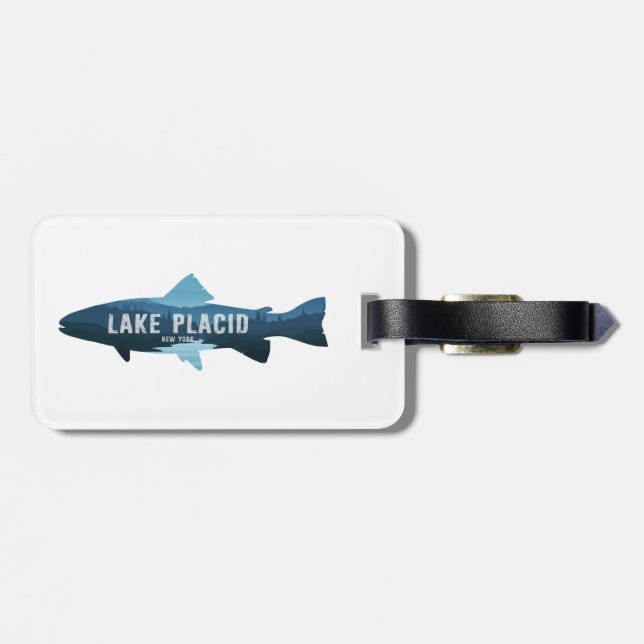 Lake Placid New York Fish Gepäckanhänger (Rückseite horizontal)