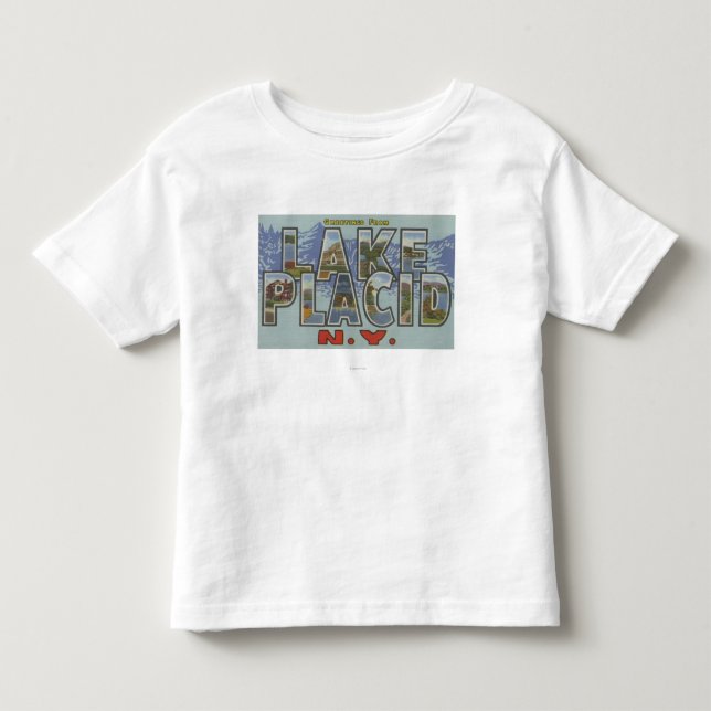 Lake Placid, New York - große Buchstabe-Szenen Kleinkind T-shirt (Vorderseite)