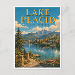 Lake Placid New York Mirror Lake GeoSaga Postkarte