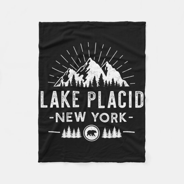 Lake Placid New York - Mountain Skiing Wanderfisch Fleecedecke (Vorderseite)