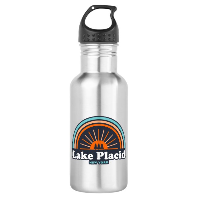 Lake Placid New York Rainbow Edelstahlflasche (Vorderseite)