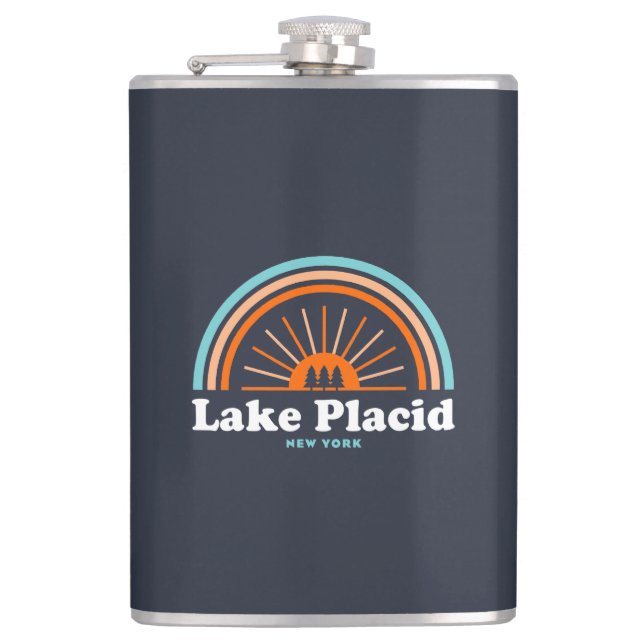 Lake Placid New York Rainbow Flachmann (Vorderseite)