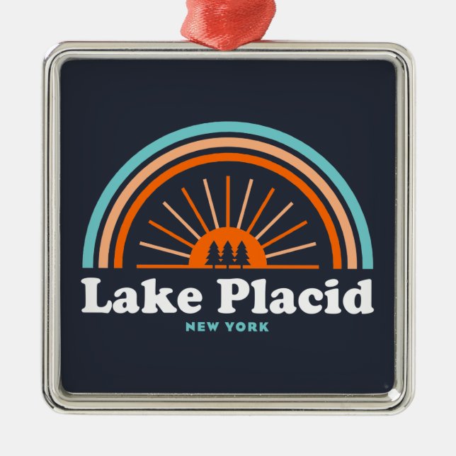 Lake Placid New York Rainbow Ornament Aus Metall (Vorne)