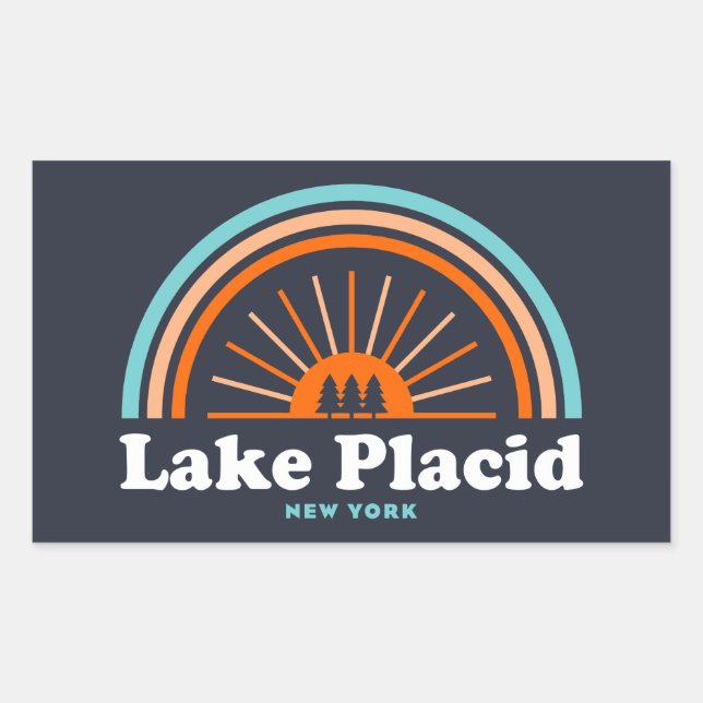 Lake Placid New York Rainbow Rechteckiger Aufkleber (Vorderseite)