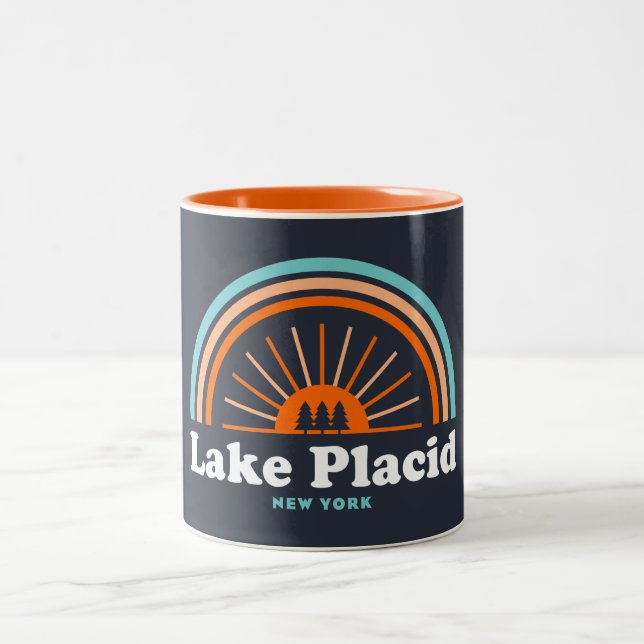 Lake Placid New York Rainbow Zweifarbige Tasse (Mittel)