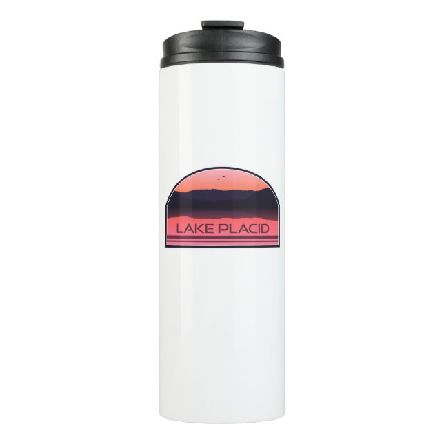 Lake Placid New York Red Sunrise Thermosbecher (Vorderseite)