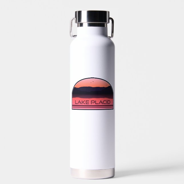 Lake Placid New York Red Sunrise Trinkflasche (Vorne)