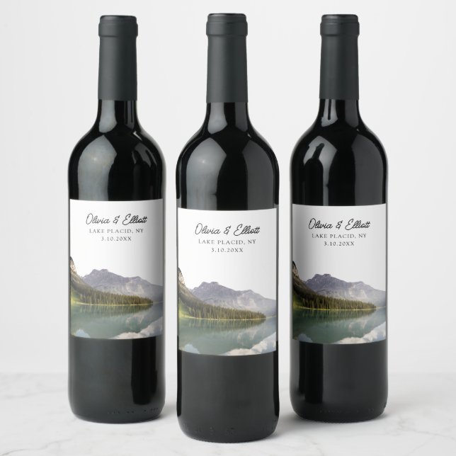 Lake Placid New York Wedding Wine Label Weinetikett (Flaschen)
