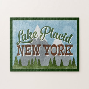 Lake Placid-New- YorkspaßRetro Snowy-Berge