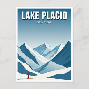 Lake Placio New York Skier Travel Postkarte